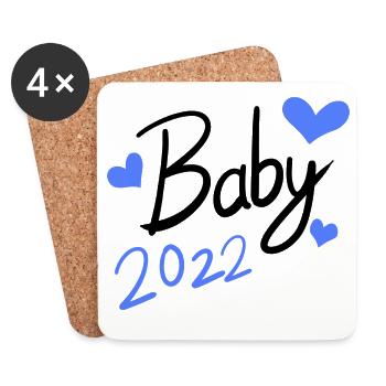 Baby 2022 - Neugeborenes 2022 - Untersetzer (4er-Set) - Weiß - Vorne