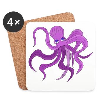 Une pieuvre moelleuse balançant des tentacules - Dessous de verre (lot de 4) - blanc - Devant