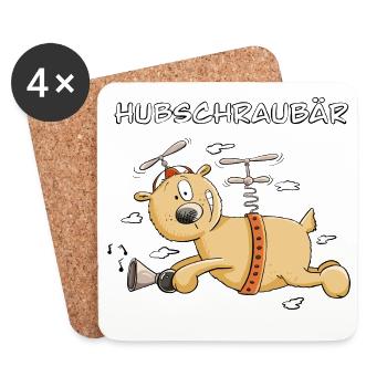 Hubschrauber Bär I Hubschraubär - Untersetzer (4er-Set) - Weiß - Vorne