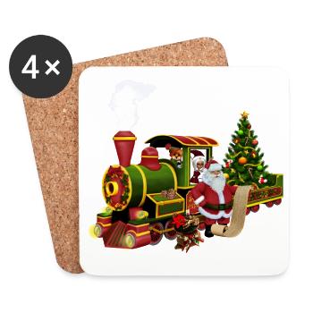 Santa Claus with a train - Coasters (set of 4) - white - Front