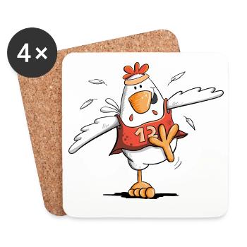 Rennendes Huhn I Wettrennen Hühner I Marathon - Untersetzer (4er-Set) - Weiß - Vorne