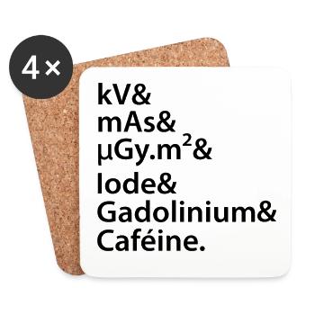kV mAs Caféine Humour Café Radiologie Scanner Irm - Dessous de verre (lot de 4) - blanc - Devant