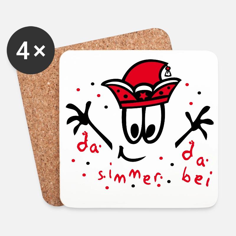 Fasching mit Konfetti, Karneval - Untersetzer (4er-Set) - Weiß