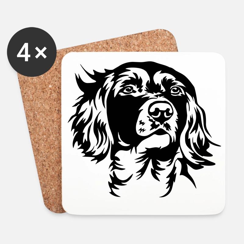 Münsterländer Kopf - Untersetzer (4er-Set) - Weiß