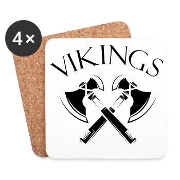 Vikings Vikings Hache Axes Nordmann Danemark Logo - Dessous de verre (lot de 4) - blanc - Devant