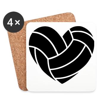 Volleyball Herz - Untersetzer (4er-Set) - Weiß - Vorne