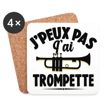 Je Peux Pas J'ai Trompette Instrument À Vent - Dessous de verre (lot de 4) - blanc - Devant