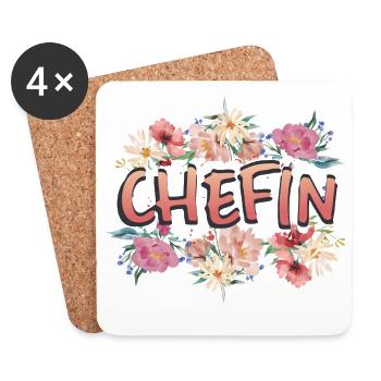 Chefin - Untersetzer (4er-Set) - Weiß - Vorne