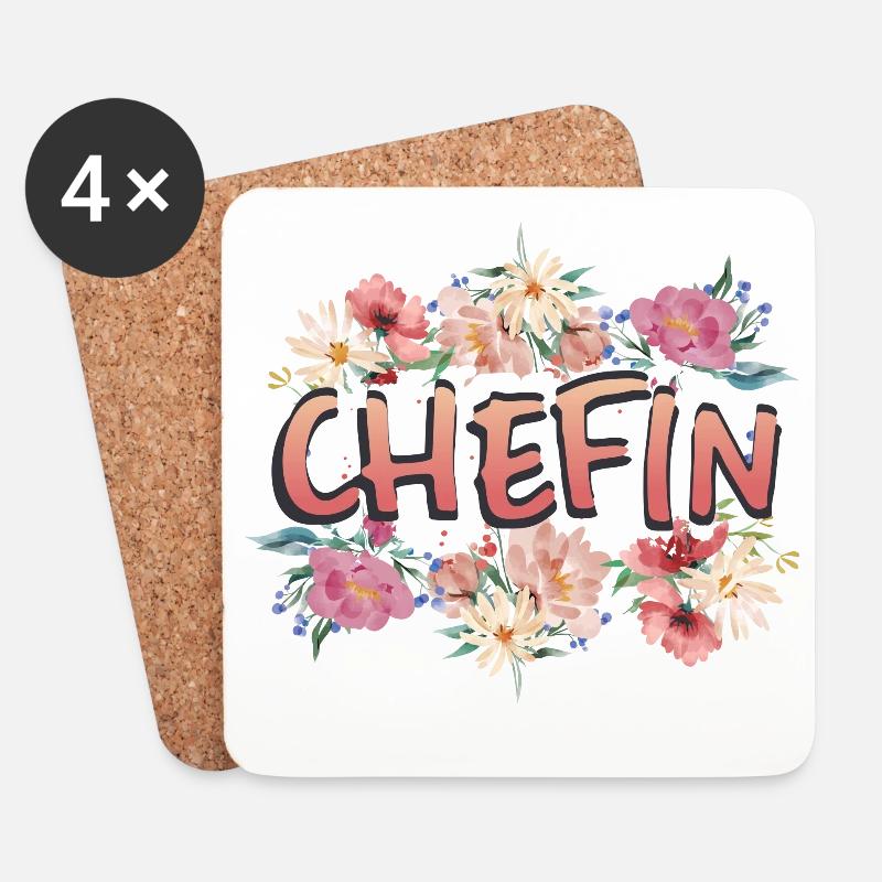 Chefin - Untersetzer (4er-Set) - Weiß