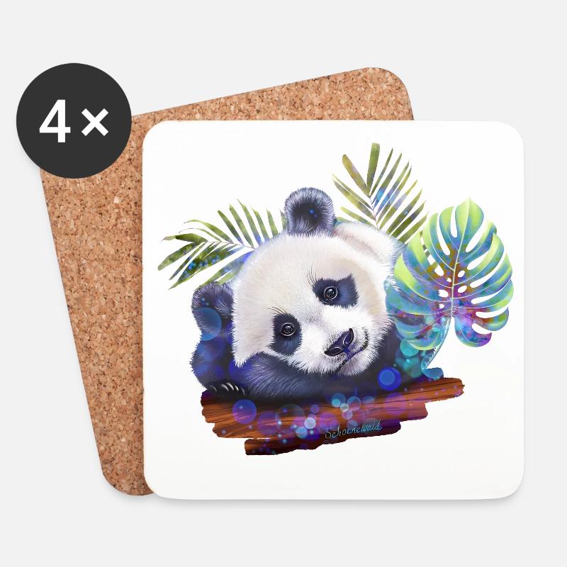 Panda - Untersetzer (4er-Set) - Weiß