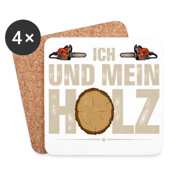 Holzfäller Ich Und Mein Holz - Untersetzer (4er-Set) - Weiß - Vorne