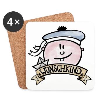 Wunschkind / Baby / Seemann / Ahoi / Geburt / Boot - Untersetzer (4er-Set) - Weiß - Vorne