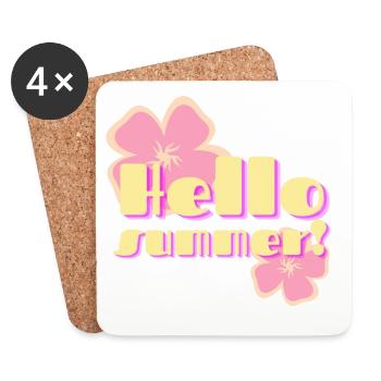 Hello Summer fleurs pastel rétro - Dessous de verre (lot de 4) - blanc - Devant