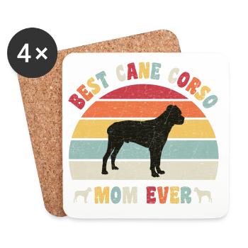 Meilleure canne Corso maman jamais amoureux des chiens vintage rétro - Dessous de verre (lot de 4) - blanc - Devant