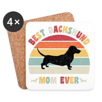 Best Dachshund mom ever dog lovers vintage retro - Coasters (set of 4) - white - Front