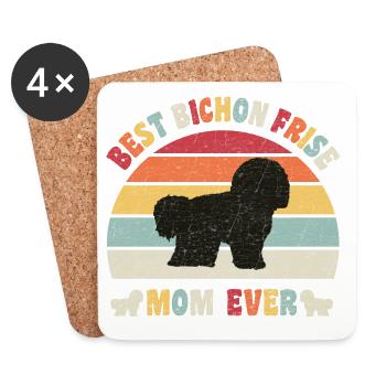 Meilleure maman Bichon Frise jamais amateurs de chiens vintage - Dessous de verre (lot de 4) - blanc - Devant