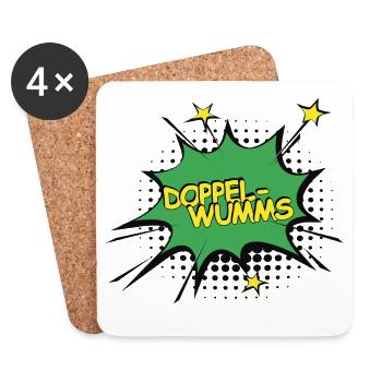 Doppelwumms Comic Style - Untersetzer (4er-Set) - Weiß - Vorne