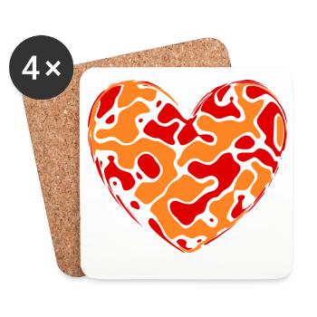 Orange Heart Gift Fête des mères Mère - Dessous de verre (lot de 4) - blanc - Devant