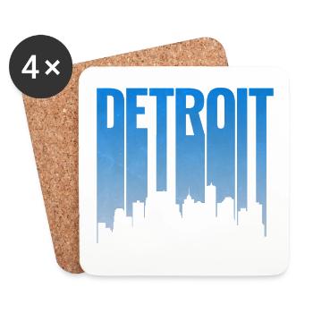 Detroit Skyline Schriftzug Blaues Design - Untersetzer (4er-Set) - Weiß - Vorne