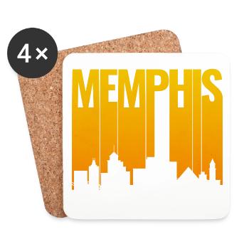 Memphis Skyline Gold Gradient - Coasters (set of 4) - white - Front