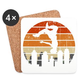 Acrobate au coucher de soleil sur la ligne d’horizon de la ville - Dessous de verre (lot de 4) - blanc - Devant