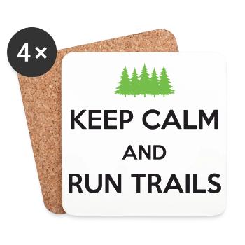 Ruhe bewahren und Trails laufen - Untersetzer (4er-Set) - Weiß - Vorne