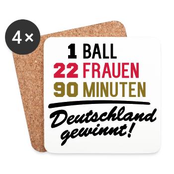 Deutschland gewinnt (Frauenfußball) - Untersetzer (4er-Set) - Weiß - Vorne
