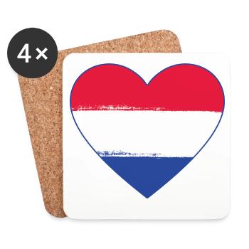 Holland Flag Heart used - Coasters (set of 4) - white - Front
