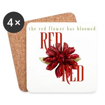 Red Bloom : Typographie audacieuse des fleurs - Dessous de verre (lot de 4) - blanc - Devant