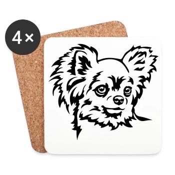 Chihuahua Kopf - Untersetzer (4er-Set) - Weiß - Vorne