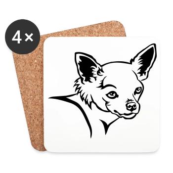 Chihuahua Kopf - Untersetzer (4er-Set) - Weiß - Vorne