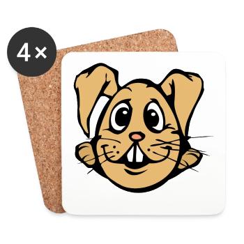 Lapin! Épques : Œuf de lapin de bande dessinée drôle - Dessous de verre (lot de 4) - blanc - Devant