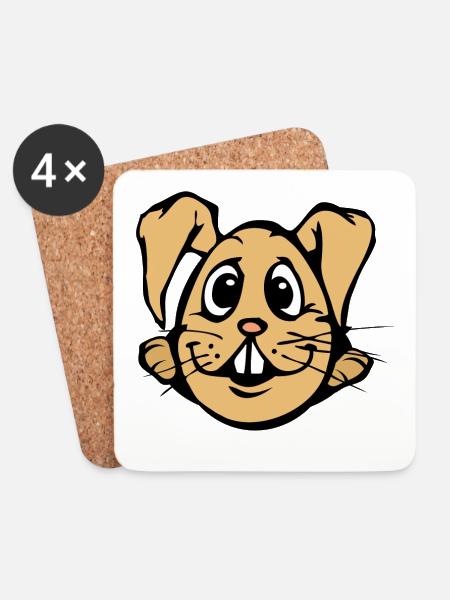 Hasi ! comic Hase Ei lustig Eierkopf Ostern  - Untersetzer (4er-Set) - Weiß