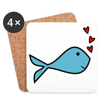 SARDINE. FISCH. APRILSCHERZ. OSTERN. MEER - Untersetzer (4er-Set) - Weiß - Vorne