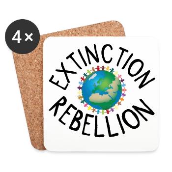Extinction Rebellion Human Necklace black - Coasters (set of 4) - white - Front