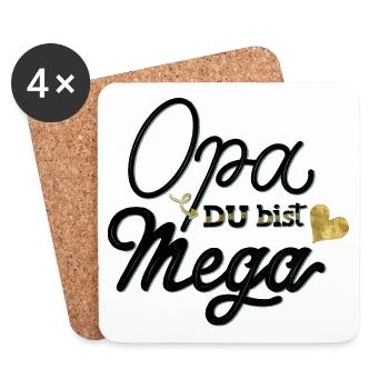 Opa, du bist mega - Untersetzer (4er-Set) - Weiß - Vorne