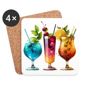 Bunte Cocktails - Untersetzer (4er-Set) - Weiß - Vorne