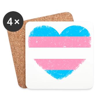 Trans* Herz | Im Vintage-Style - Untersetzer (4er-Set) - Weiß - Vorne
