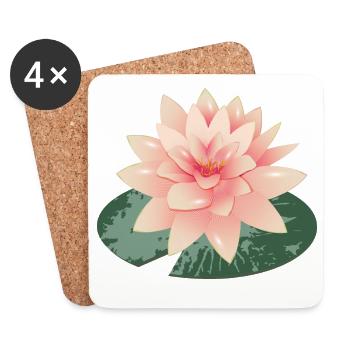 Beau nénuphar avec pétale de nénuphar vert - Dessous de verre (lot de 4) - blanc - Devant