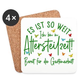 Altersteilzeit Garten Bereit für die Gartenarbeit - Untersetzer (4er-Set) - Weiß - Vorne