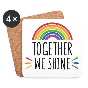 Mois de la fierté - Together We Shine - Dessous de verre (lot de 4) - blanc - Devant