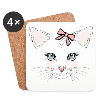 Visage d’arc panda pastel - Dessous de verre (lot de 4) - blanc - Devant
