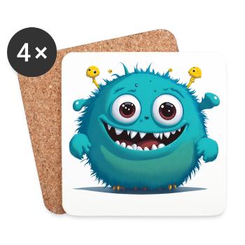 kleines blaues Monster - Untersetzer (4er-Set) - Weiß - Vorne