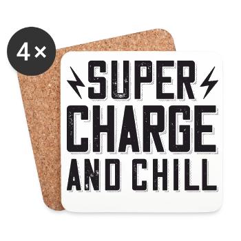 Supercharge And Chill - for electric car fans - Coasters (set of 4) - white - Front