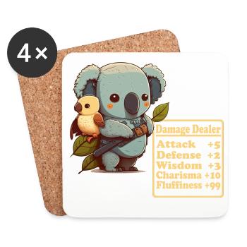 Koala mignon infligeant des dégâts avec des spectacles d’oiseaux - Dessous de verre (lot de 4) - blanc - Devant