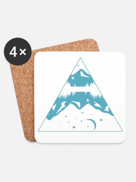Outdoors and Nature Mountains Moon Lake Triangle - Coasters (set of 4) - white