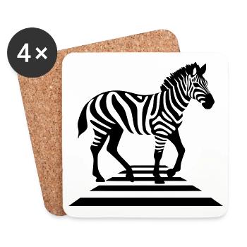 Zèbre sur les traversées zébrées - Dessous de verre (lot de 4) - blanc - Devant