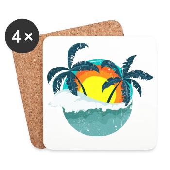 Tropical Sunset Palms Island - Coasters (set of 4) - white - Front