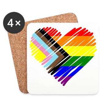 Pride Herz Chevron Muster - Untersetzer (4er-Set) - Weiß - Vorne