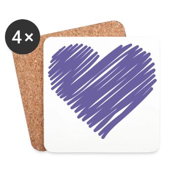 Purple Sketch Heart - Coasters (set of 4) - white - Front